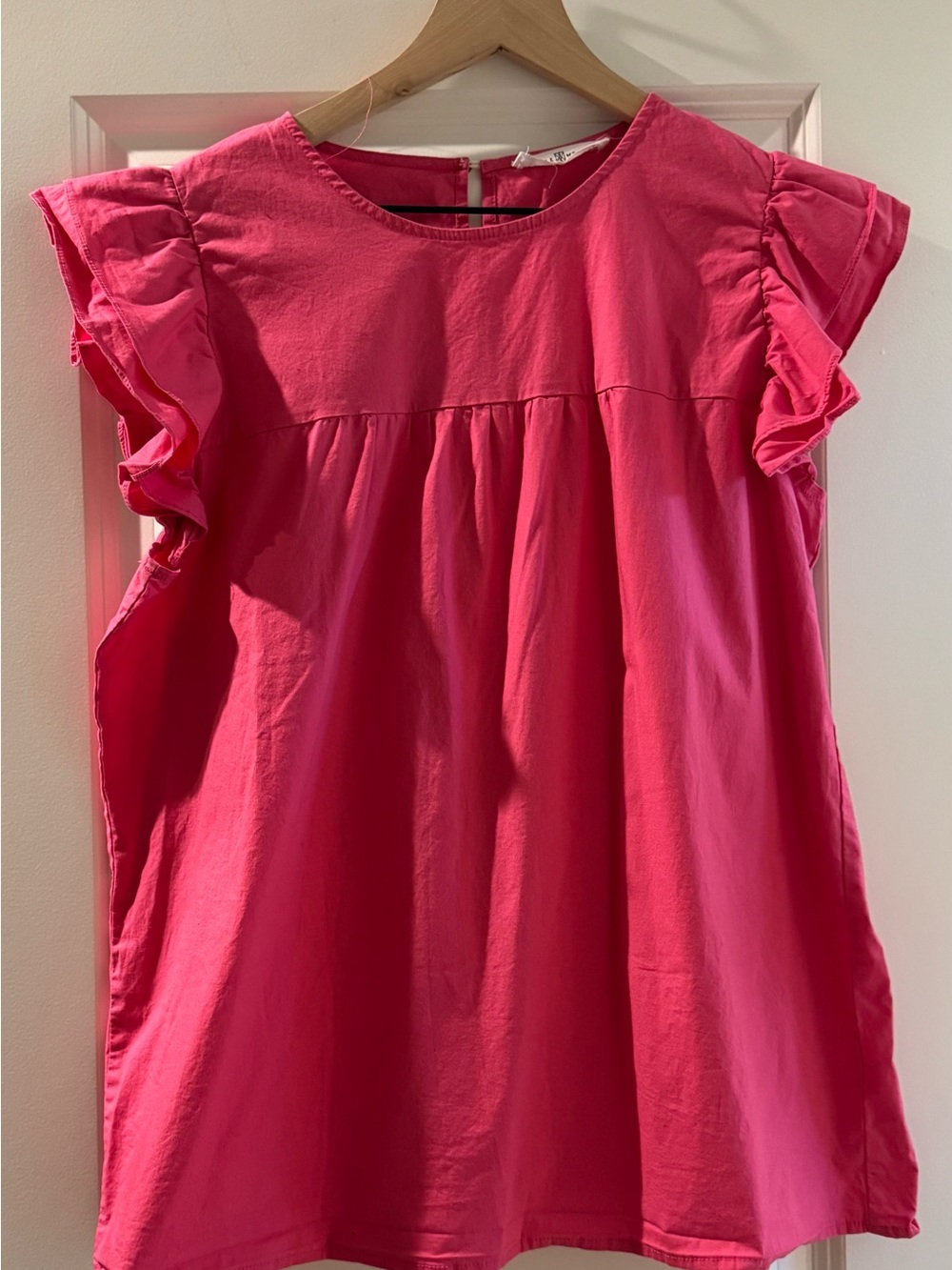 Michelle McDowell Pink Ruffle Sleeve Blouse Top Cotton Blend Size Missing